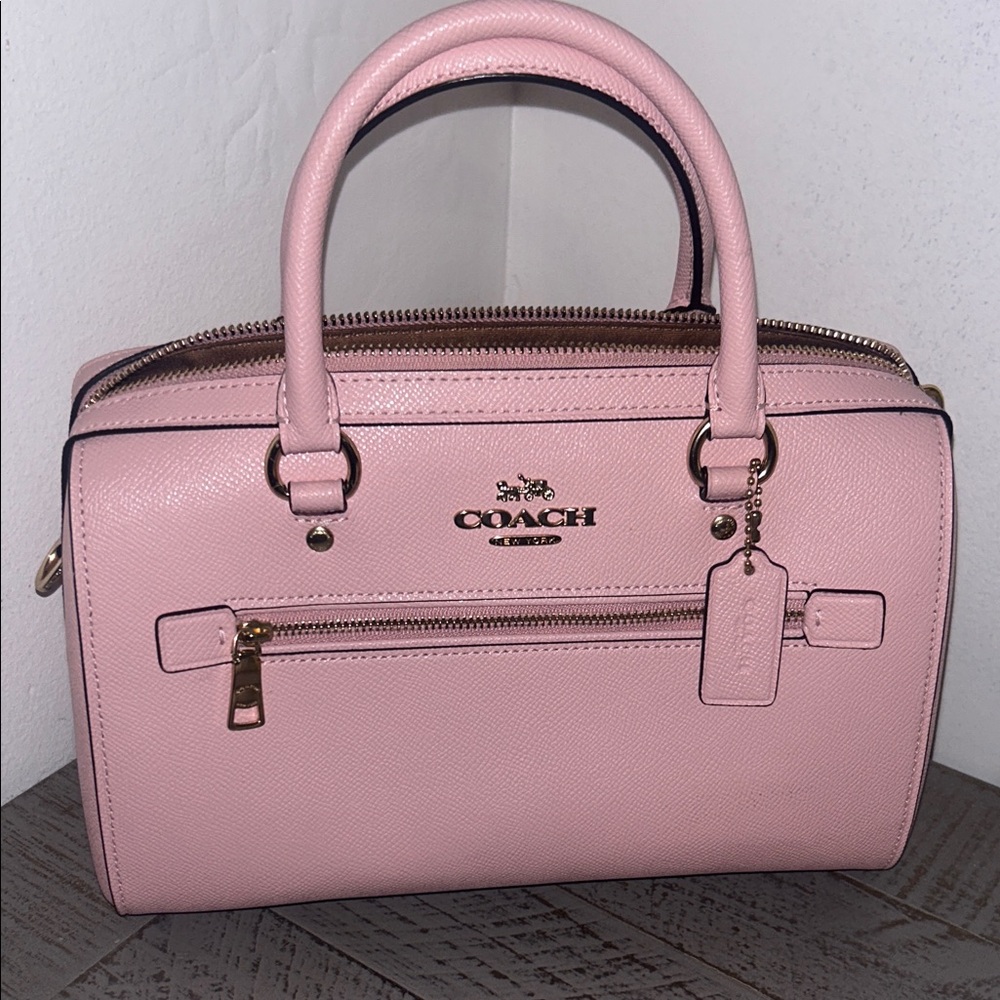 Coach Pink Leather Satchel with Gold Hardware